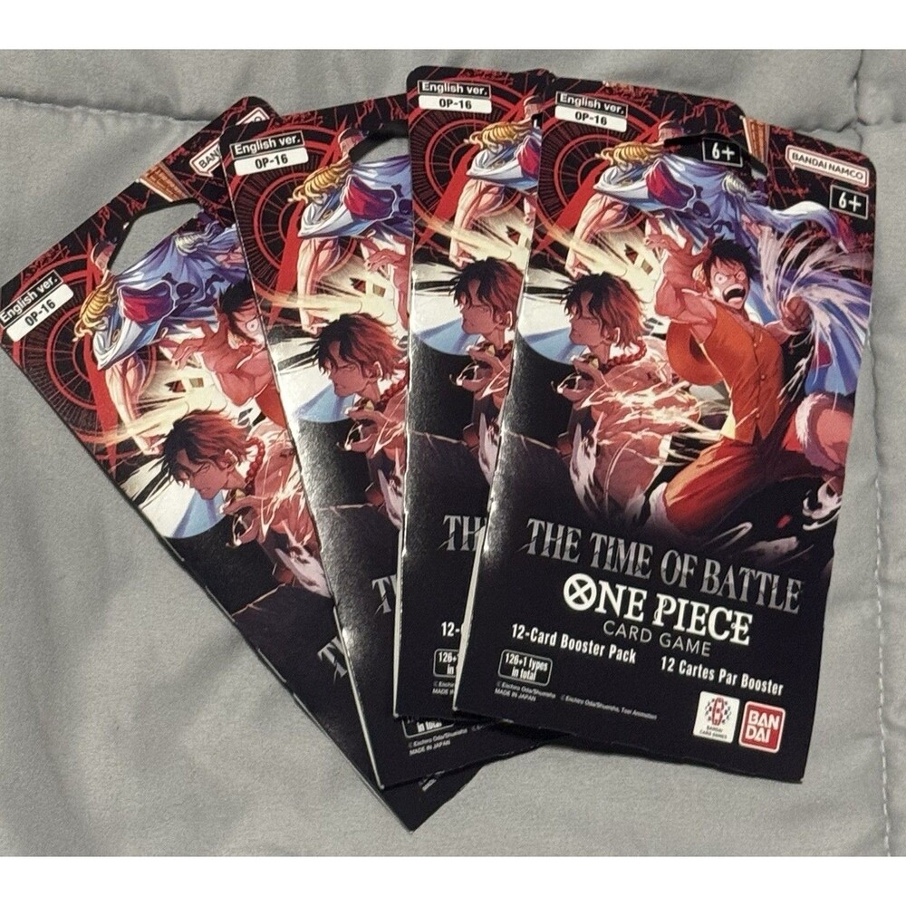 (4) One Piece OP-16 The Time of Battle Sleeved Booster Pack English Sealed New